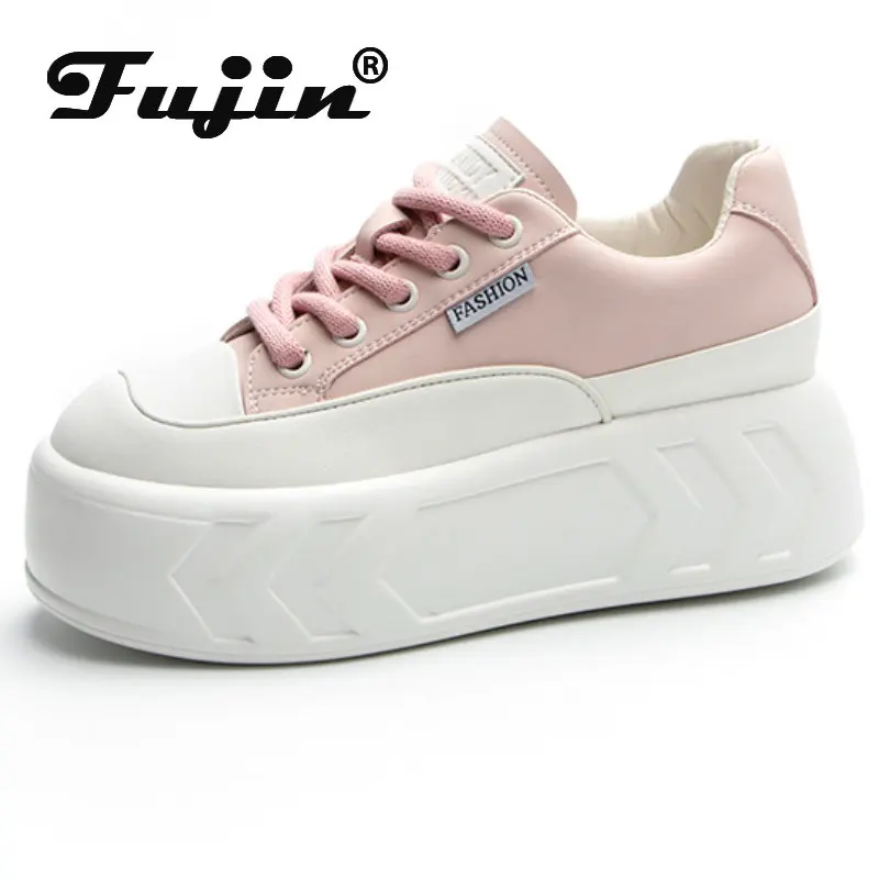 

Fujin 8cm Chunky Sneaker 2024 Cow Genuine Leather Hidden Heels Casual Women Vulcanize Platform Spring Autumn Fashion Comfy Shoes