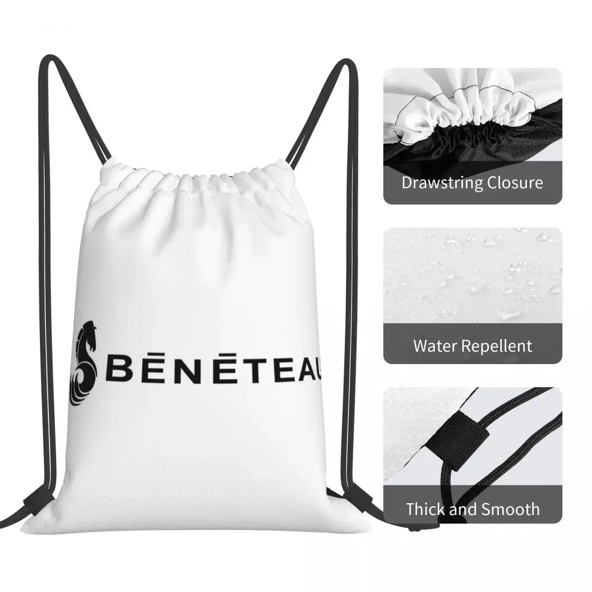 Beneteau Yachts Boats Logo Backpacks Portable Drawstring Bags Drawstring Bundle Pocket Sundries Bag BookBag For Travel Students