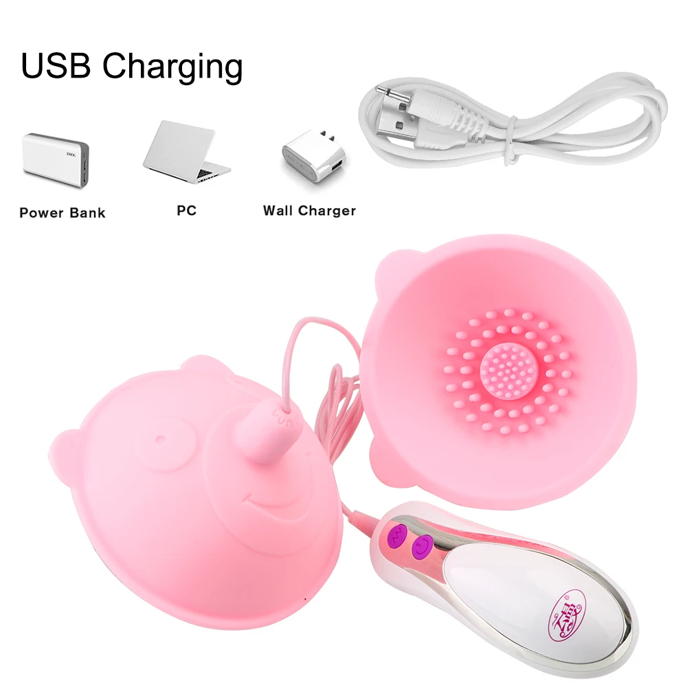 Tongue Lick Nipple Suction Cups Nipple Sucker Vibrator Electric Breast Pump Breast Enlarge Massager Sex Toy for Woman 10 Speed