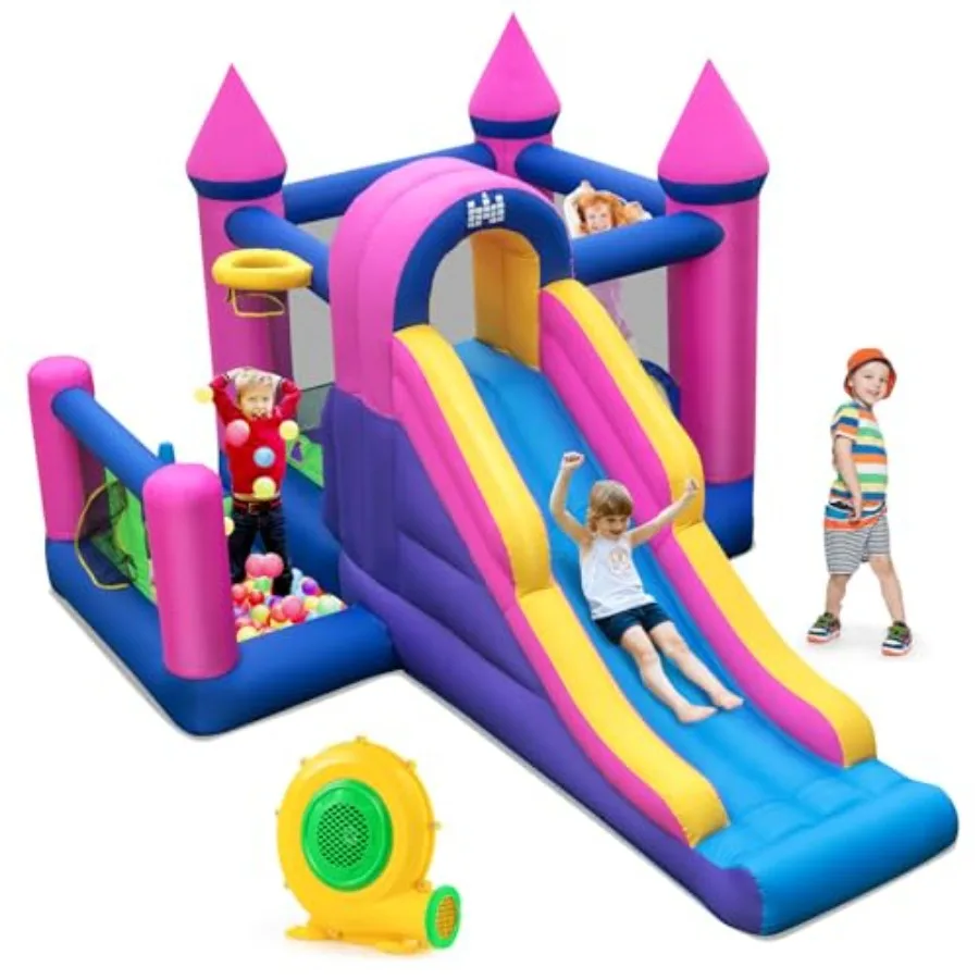 

Inflatable Bounce House with 735W Blower 7-in-1 Jumping Bouncy House for Indoor Outdoor Toddler Bounce House with Slide Climbin