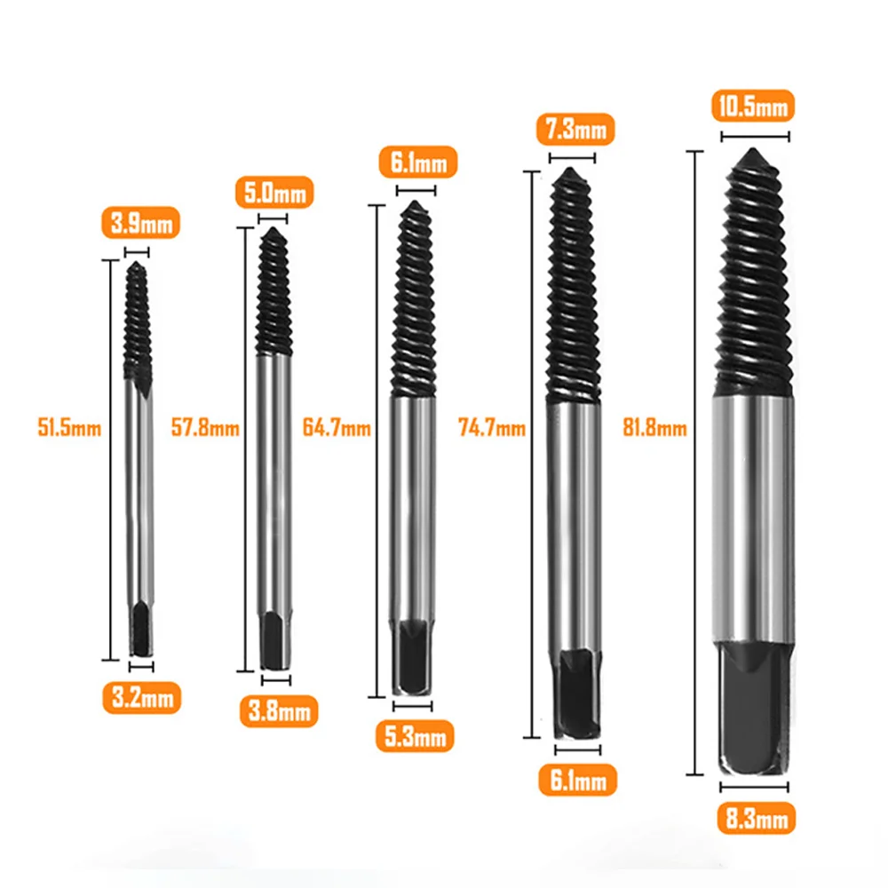5/6pcs Hex Screw Extractors Tool Center Drill Bits Guide Set Damaged Bolt Remover Removal Tools Speed Easy Out Set Power Tools