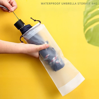 Umbrella Storage Bag Translucent Plastic Waterproof Anti-dirty Umbrella Cover Reusable Portable Drawstring Bags Car Storage