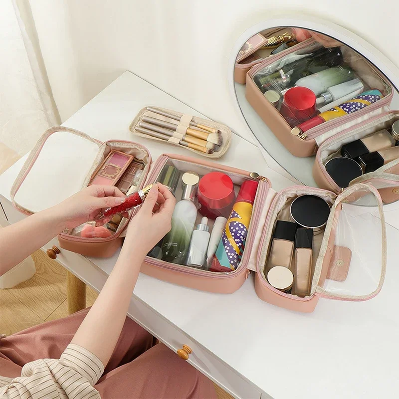 Portátil dobrável pincéis de maquiagem ferramentas cosméticas organizador saco cosmético com vários compartimentos viagem bolsa de armazenamento de higiene pessoal