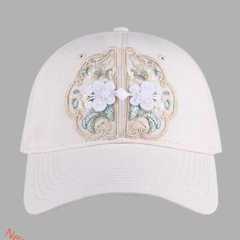 Chinese Knot Button Baseball Caps for Girl Eye Catching Travel Gathering Visor Hat for Teens Driving Hiking Visor Hat LXAD