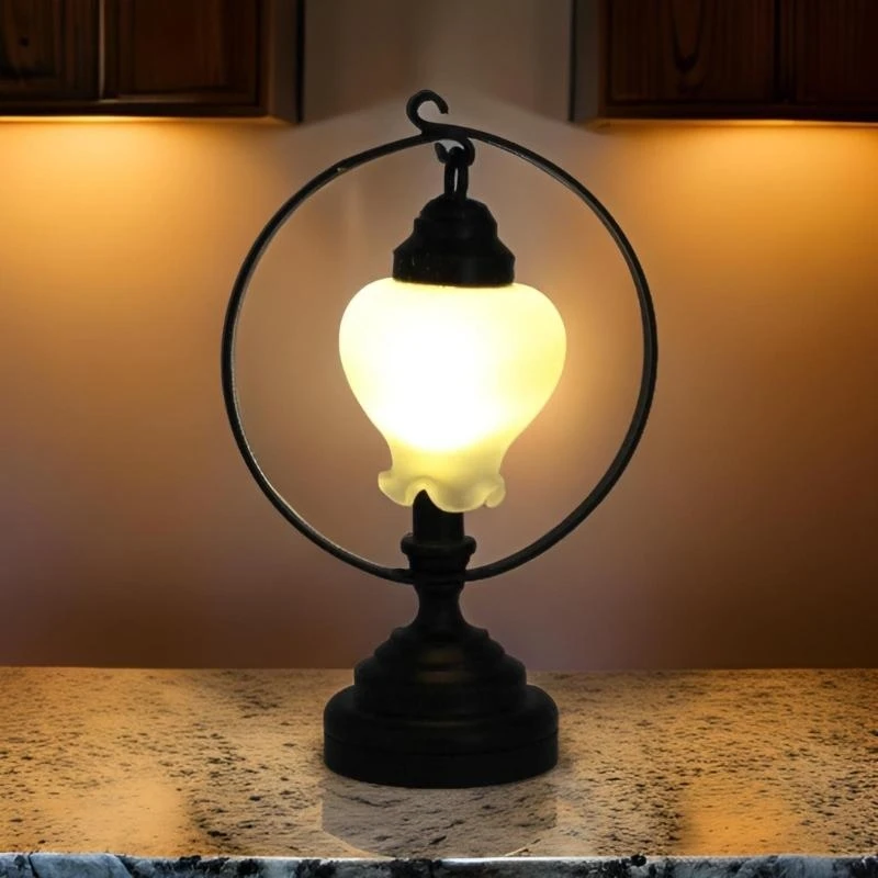 โคมไฟห้องนอนโคมไฟ Lampshade เฟอร์นิเจอร์ขนาดเล็กรุ่นตุ๊กตาอุปกรณ์เสริมติดตั้งแสงจริงของเล่น Playset 1:12