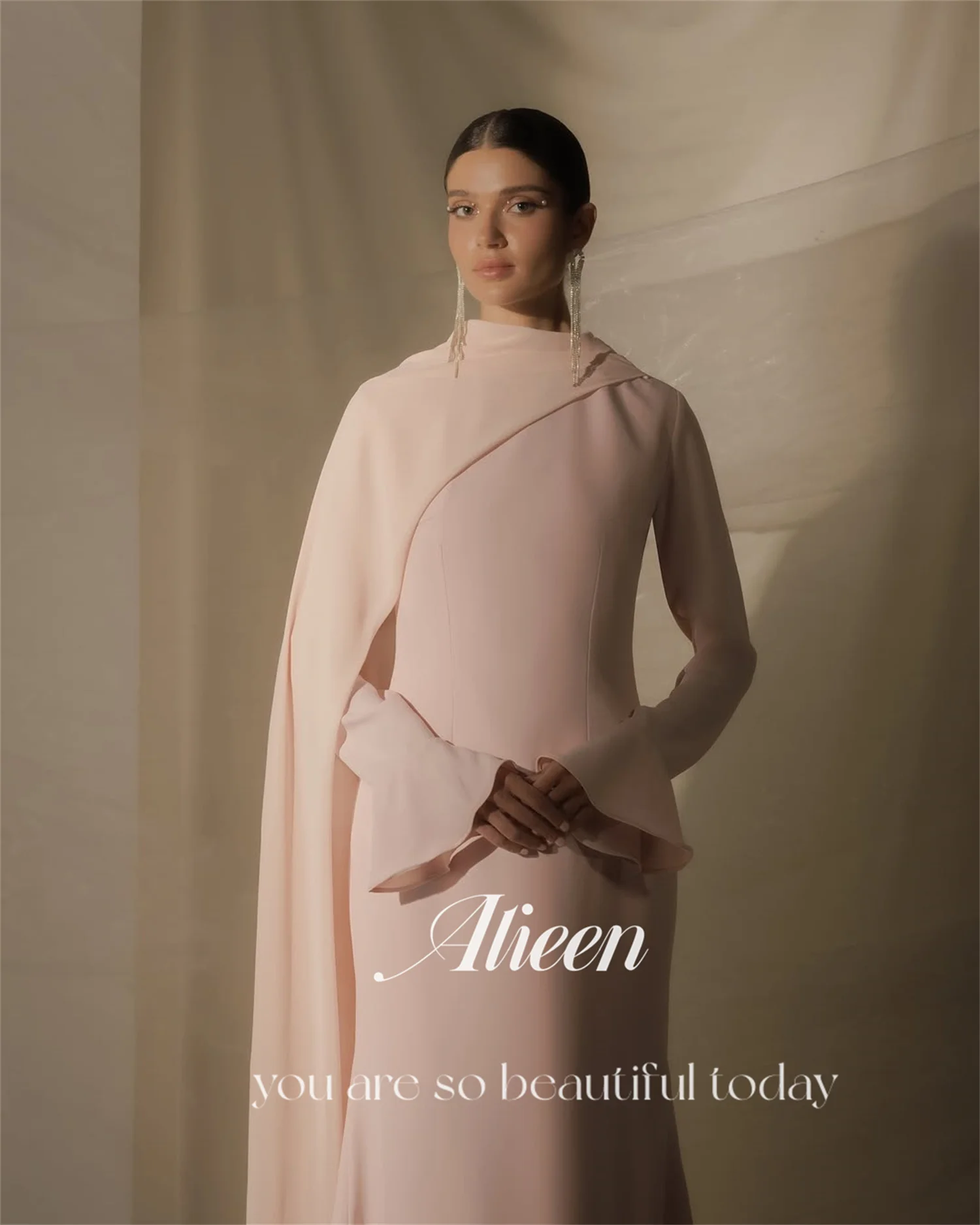 Aileen فساتين سهرة Women Evening Dresses for Special Occasions Customized Vestidos De Festa Shawl Long Prom Dresses 2025 Brown