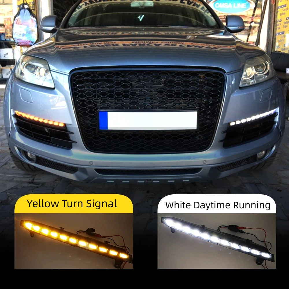 2 Stuks Voor Audi Q7 2006-2009 Led Drl Dagrijverlichting Daglicht Mistlamp Met Gele Richtingaanwijzer - afbeelding 2