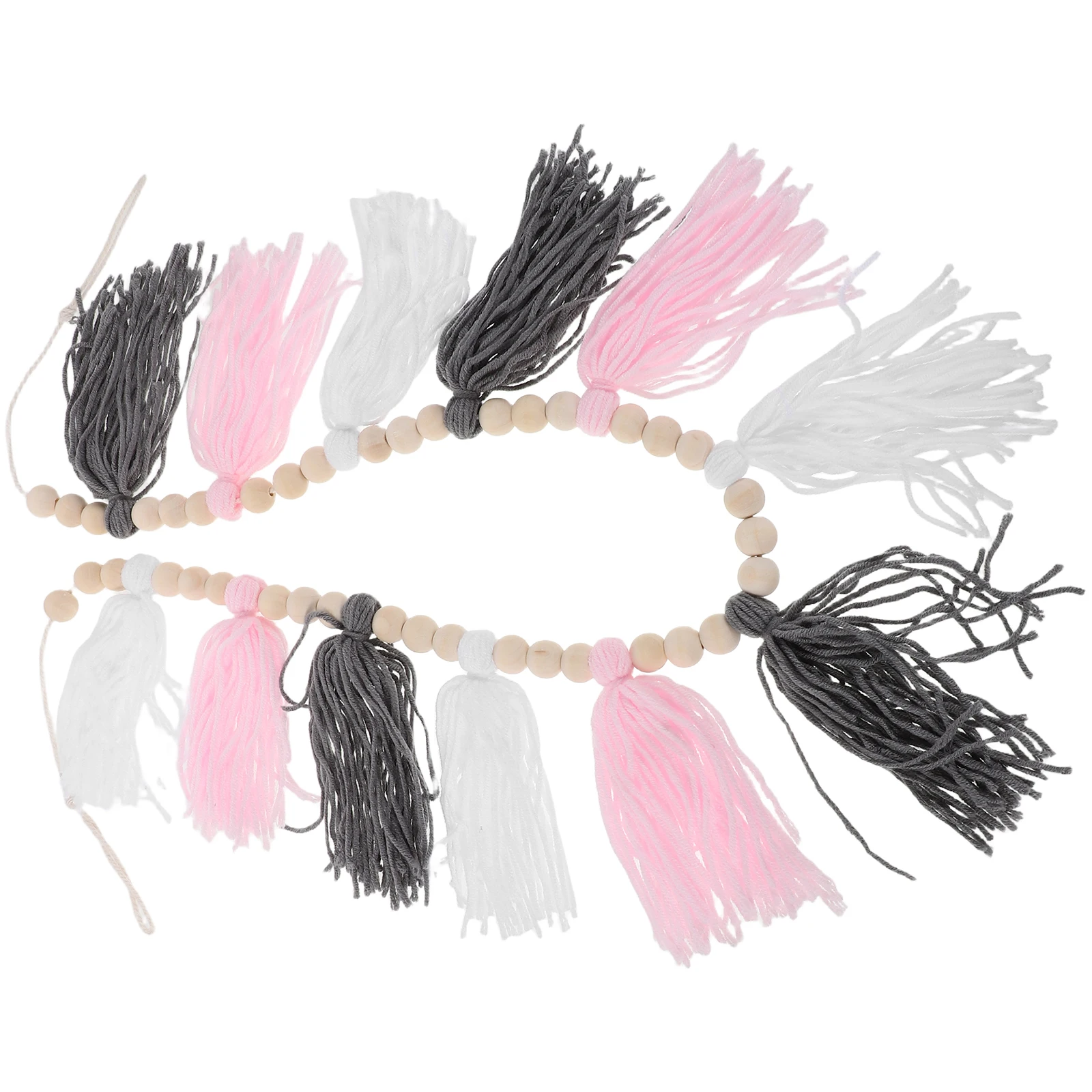 

Tassel Decorative Pendants Garland Wall Hanging Banner Home Wooden Beads Boho Cotton Rope Colored Girl