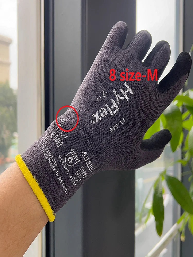 Ansell HYFLEX® 11-840(12 pairs)Black Fotix wear-resistant foam nitrile palm coating black nylon lining anti contact heat level 1