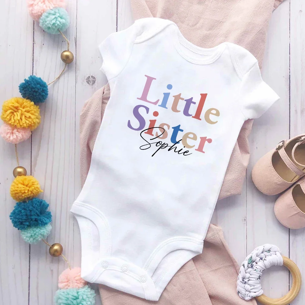 Big Sister Little Brother Matching Clothes Personalized Sibling Shirt Custom Name Kids T-shirt Top Baby Bodysuit Look Outfit Top