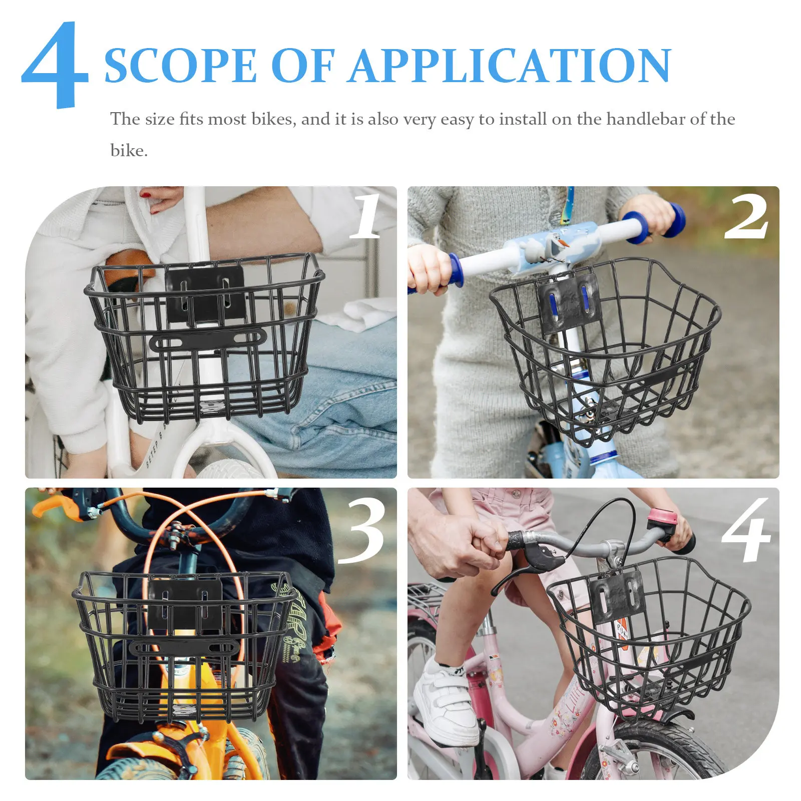 Front Bike Basket for Electric & Mountain Bikes – Heavy-Duty Iron, Large Capacity, Detachable Handlebar Storage
