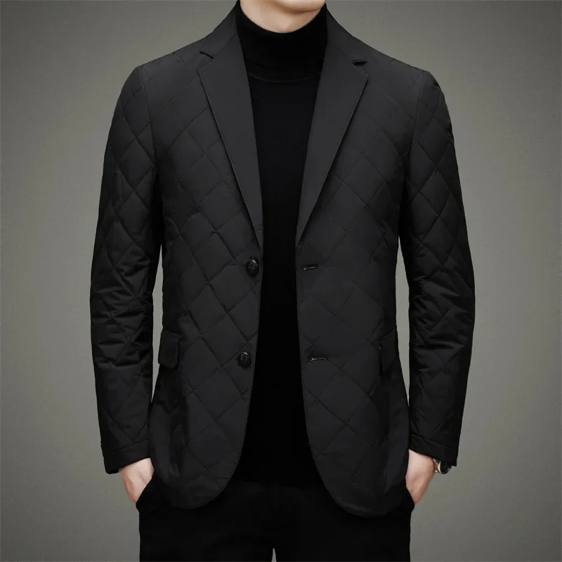 Down Suit Men White Duck Down Business Mens Jacket Turn-down Collar Winter Coat Dress Suit Puffer Outwear Men's Clothing JK-036