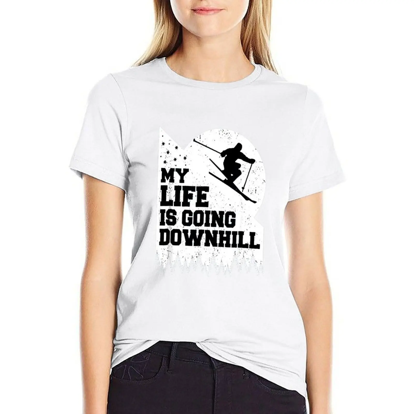 My Life is Going Downhill T-shirt hippie clothes summer top rock and roll t shirts for Women