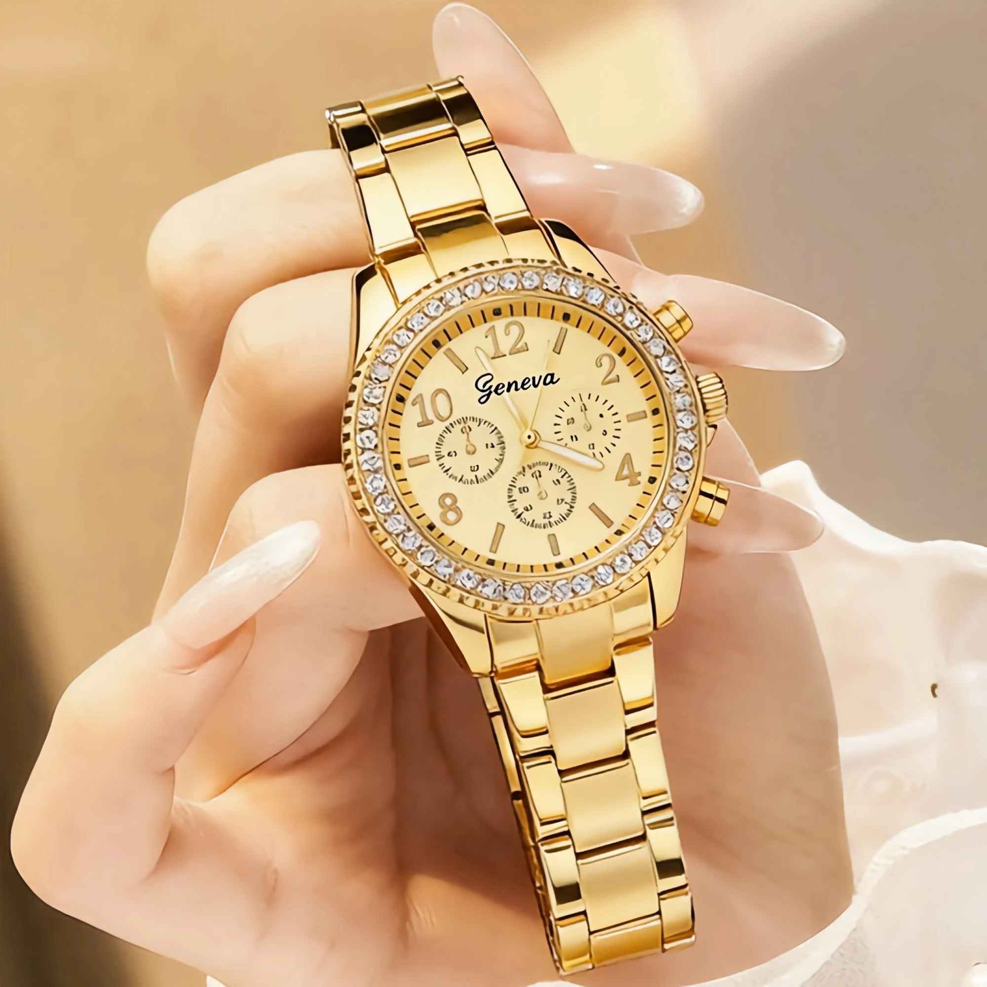 Fashion Rhinestone Women Watches Luxury Gold Steel Band Ladies Quartz Watch Bracelets Wristwatch Reloj Mujer