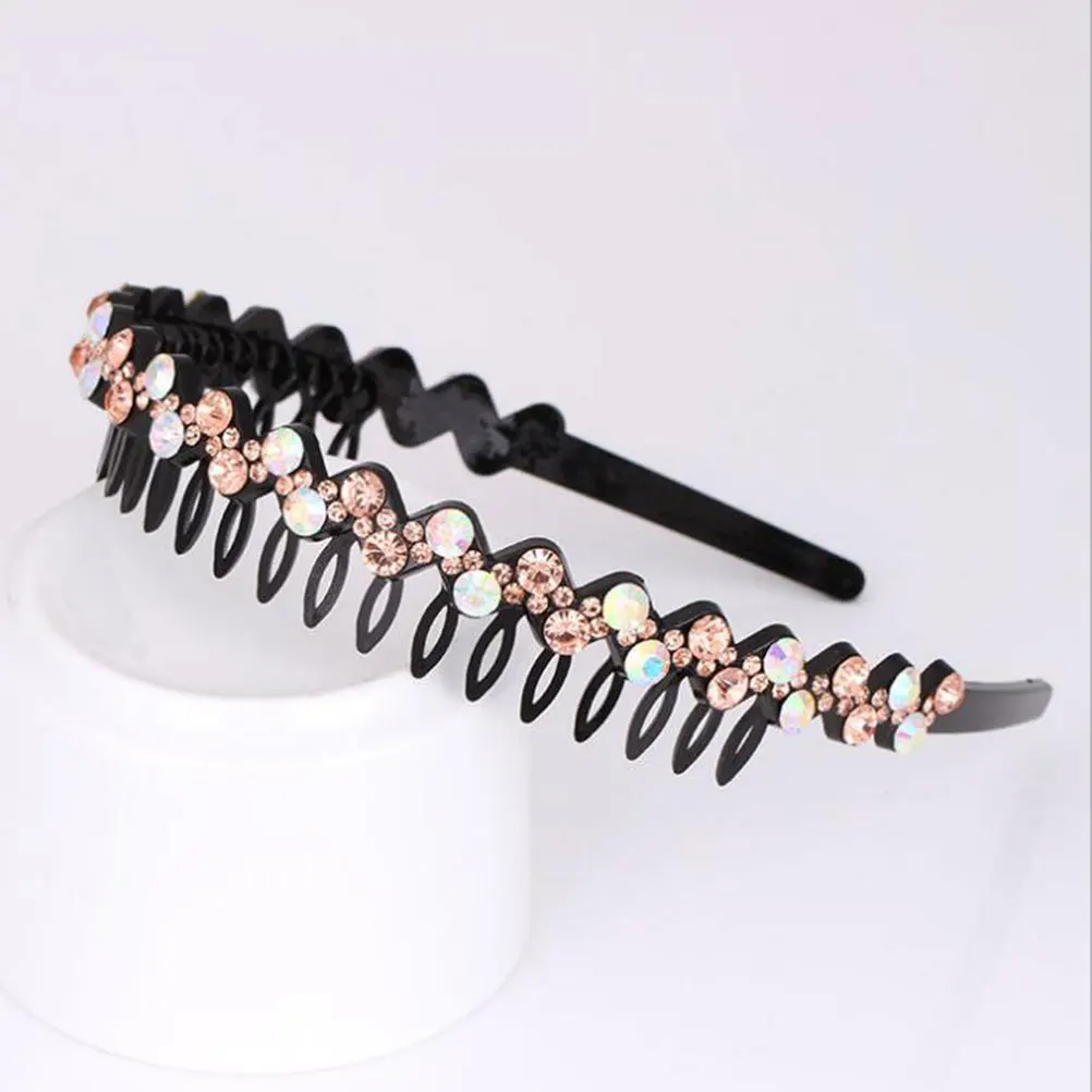 

Girls Crystal Hair Hoop Large Rhinestone Teeth Comb Headband Party Fancy Wear Beauty Tool White Blue Sparkling Stylish