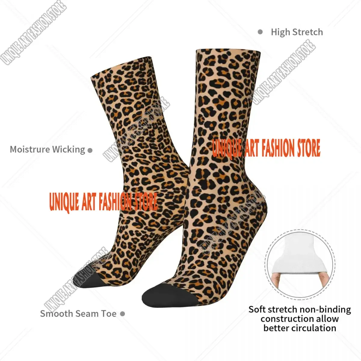 Leopard Print Socks Harajuku Sweat Absorbing Stockings All Season Long Socks Accessories for Man's Woman's Birthday Present