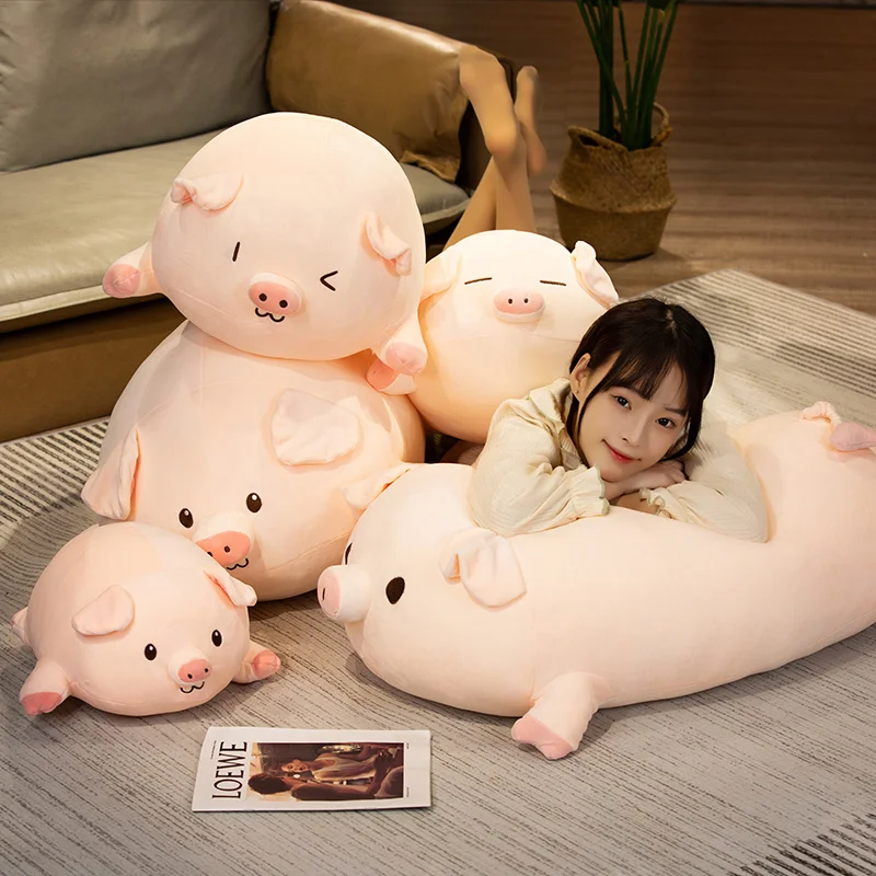 

40-75cm Cartoon Cute Lying Pink Pig Plush Toy Soft Stuffed Animals Anime Fat Piggy Dolls Sofa Cushion Room Decor for Girls Gifts