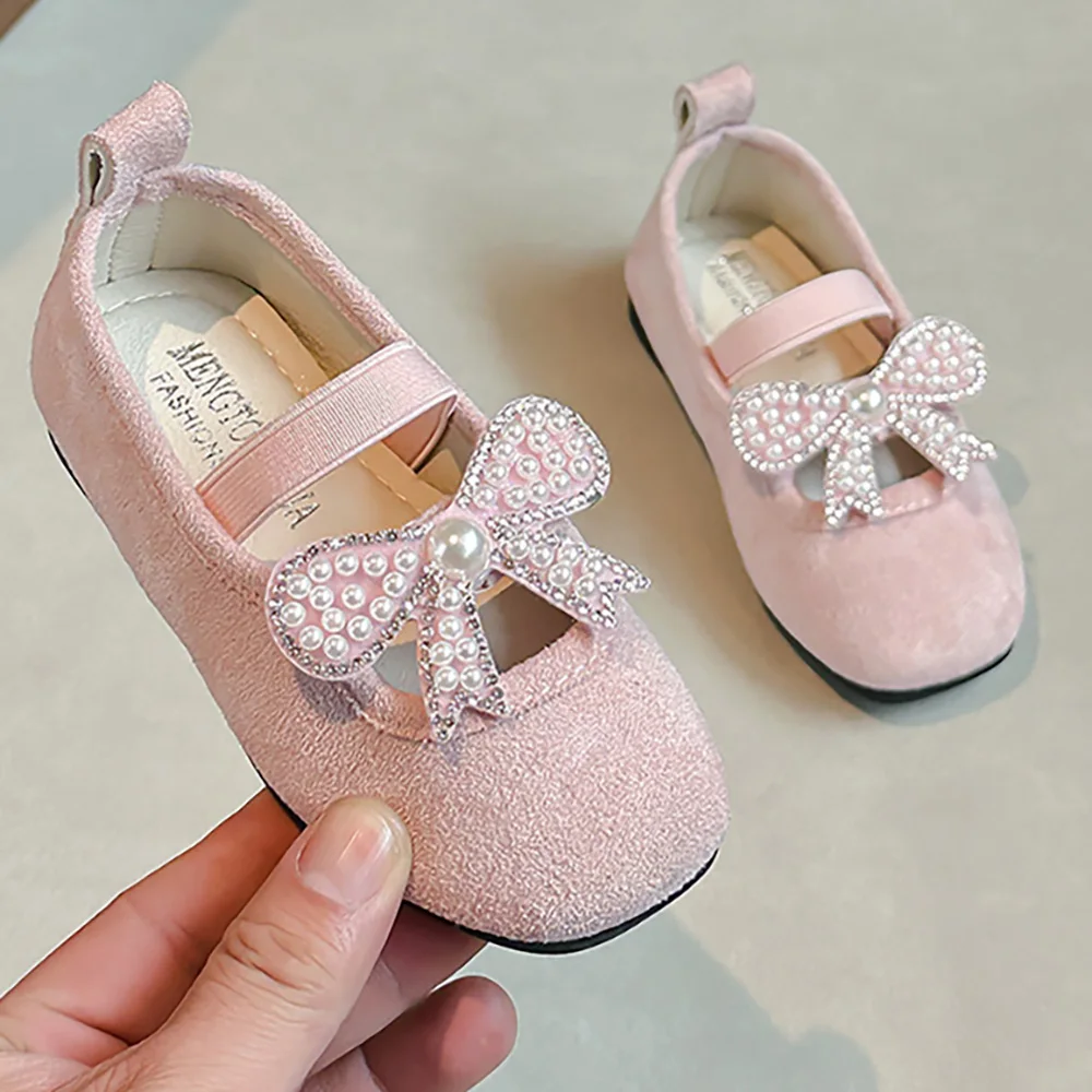 

Perform Dance Shoes For Girls Korean Style Luxury Bow Girl's Sandals PU Leather Low Heel Sandals For Girls Princess Footwear