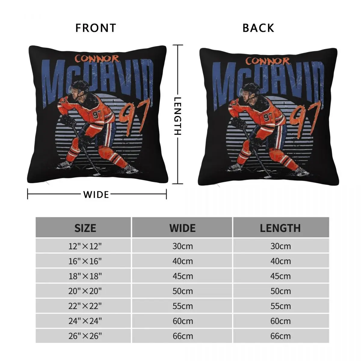 Connor McDavid 97 For Edmonton Oilers Fans Square Pillowcase Pillow Cover Cushion Comfort Throw Pillow for Home Bedroom