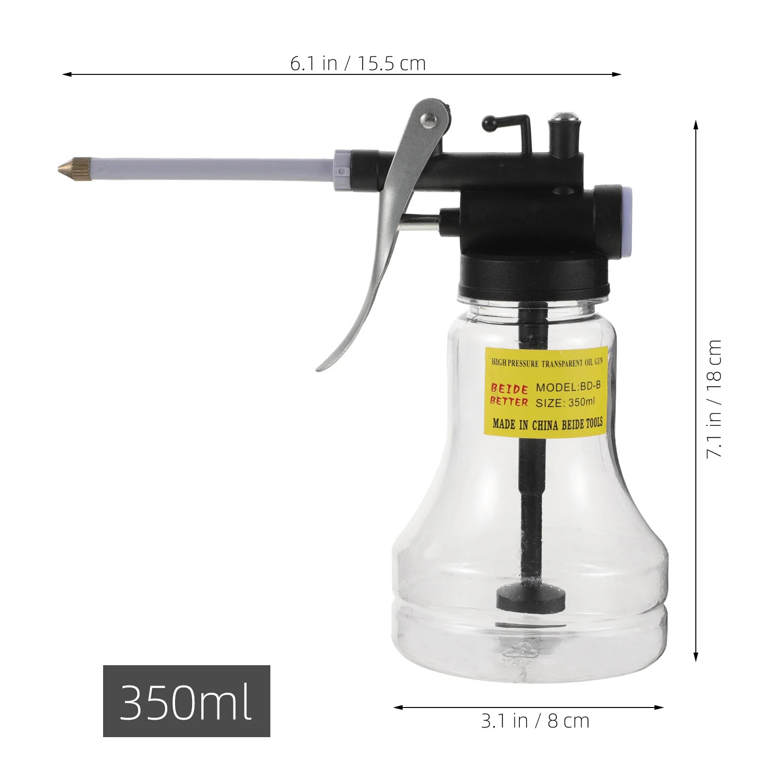 Dispensador de bomba Manual de lata de engrase de alta presión, plástico de ingeniería resistente para máquina, reparación de automóviles, boquilla de boquilla multiusos, 350Ml