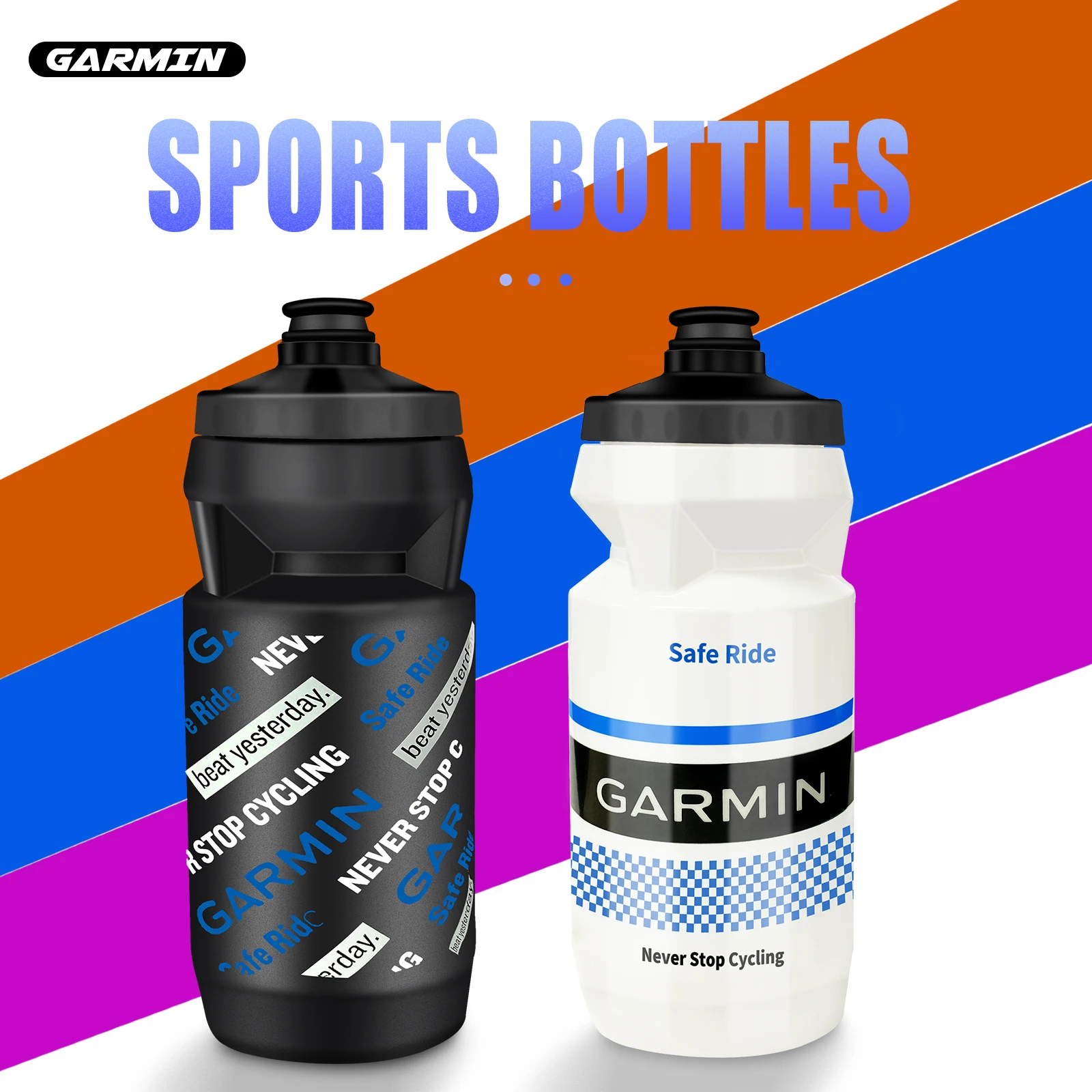 Garmin Cycling Water Bottle 610ml Leak-proof Squeezable Taste-free BPA-free Plastic Camping Hiking Sports Bicycle Kettle