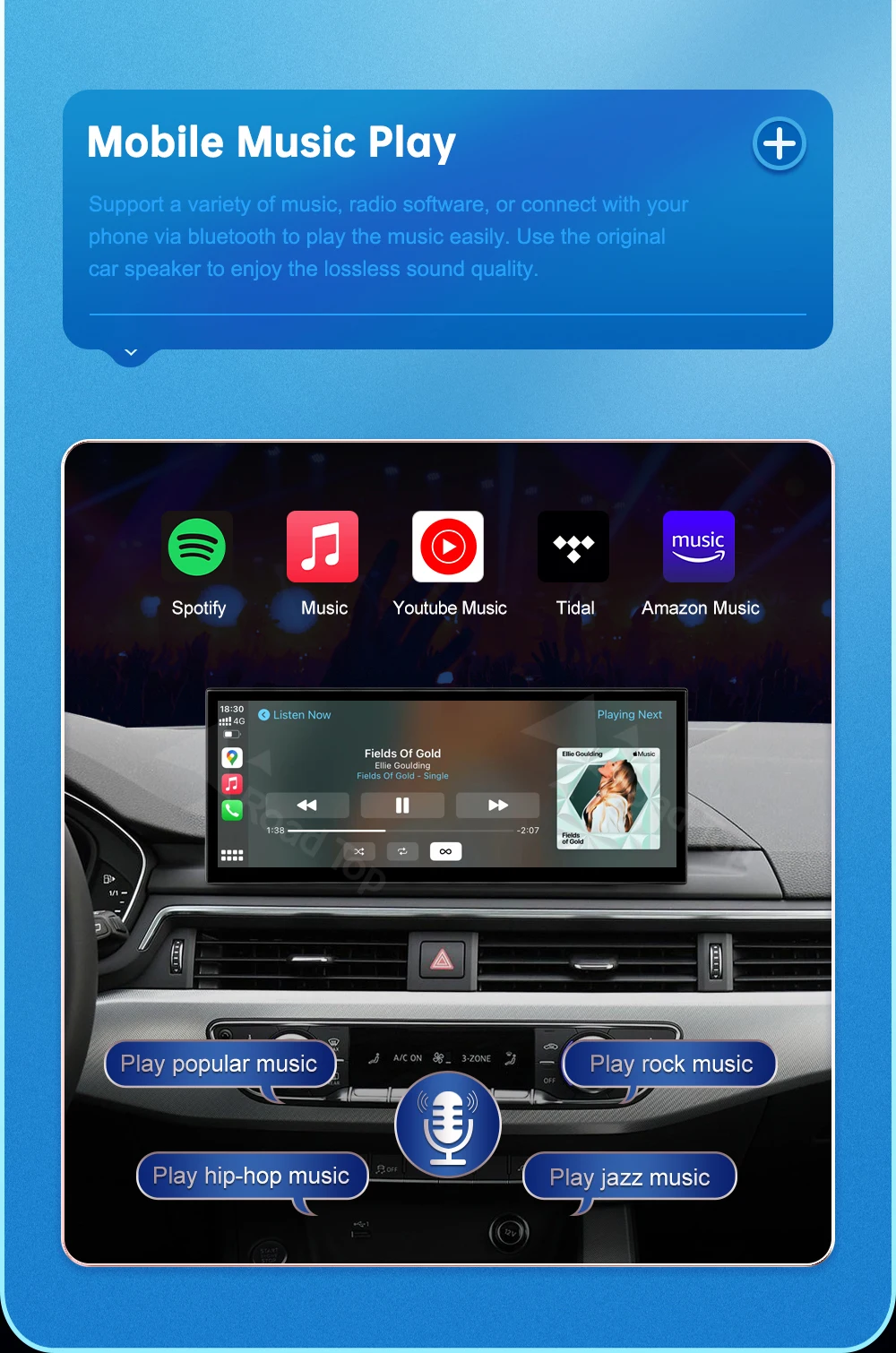 Touch-Display für Audi A4 A5 B9 2016-2019 Road Top 12,3 Zoll Multimedia-Player Android Auto Link GPS Carplay Bildschirm Car Play – Detail 11