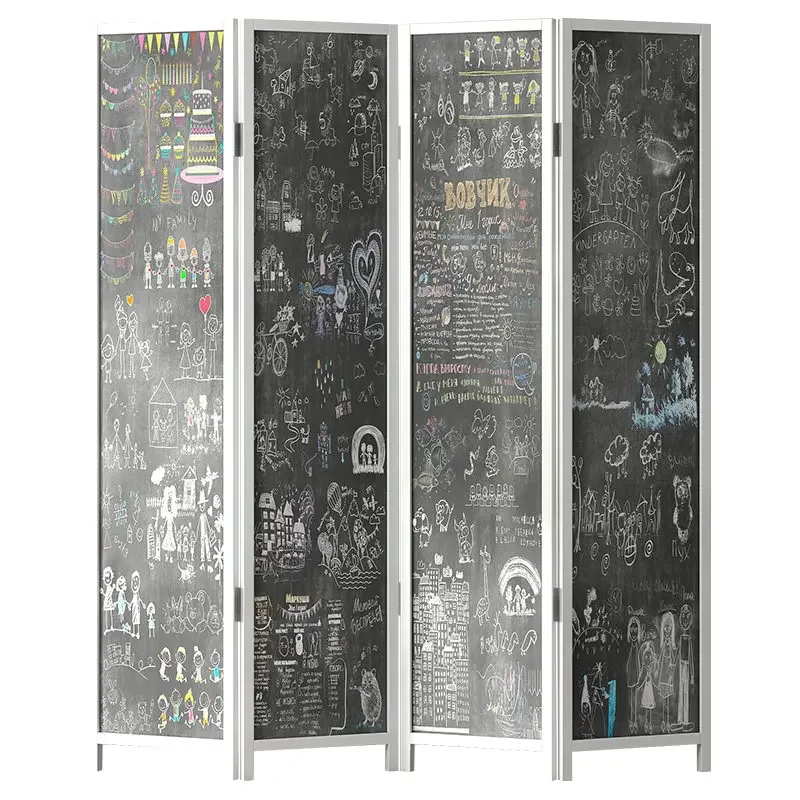Solid wood screen partition porch folding mobile living room simple modern office blackboard creative graffiti wall occlusion