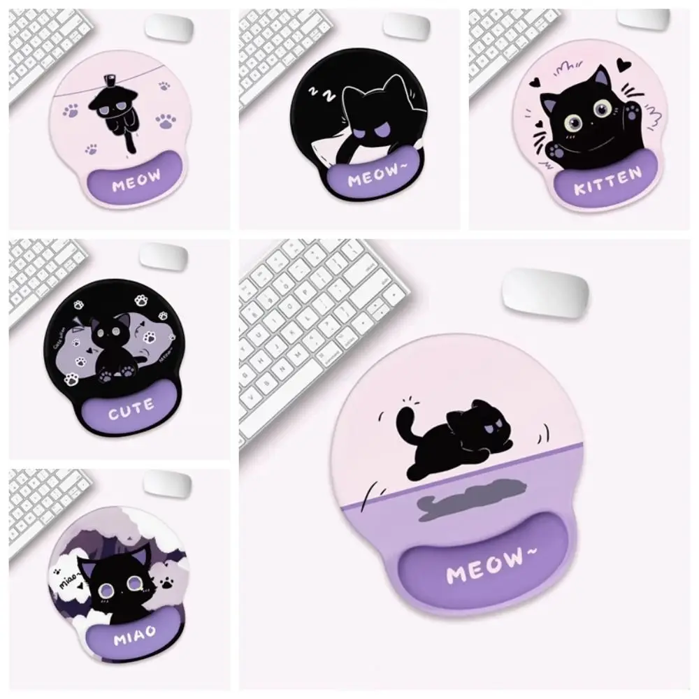 

Hand Support Black Cat Non-Slip Mouse Pad Comfortable Soft Cartoon Cat Keyboard Pad Kawaii Cute 3D Cat Antiskid Mice Mat Gift