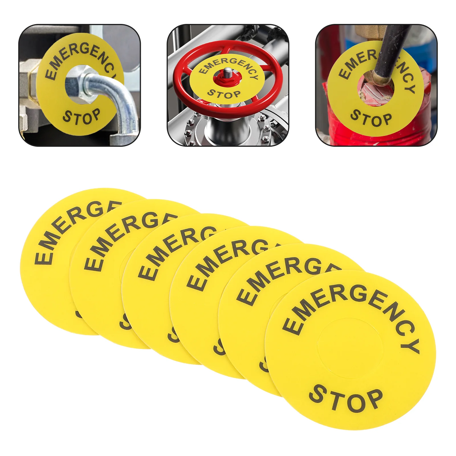 Autocollants de bouton d'arrêt d'urgence, étiquette de logo, décalcomanies d'iode, signe d'équipement de couverture, sécurité électrique en PVC, attro, 6 pièces