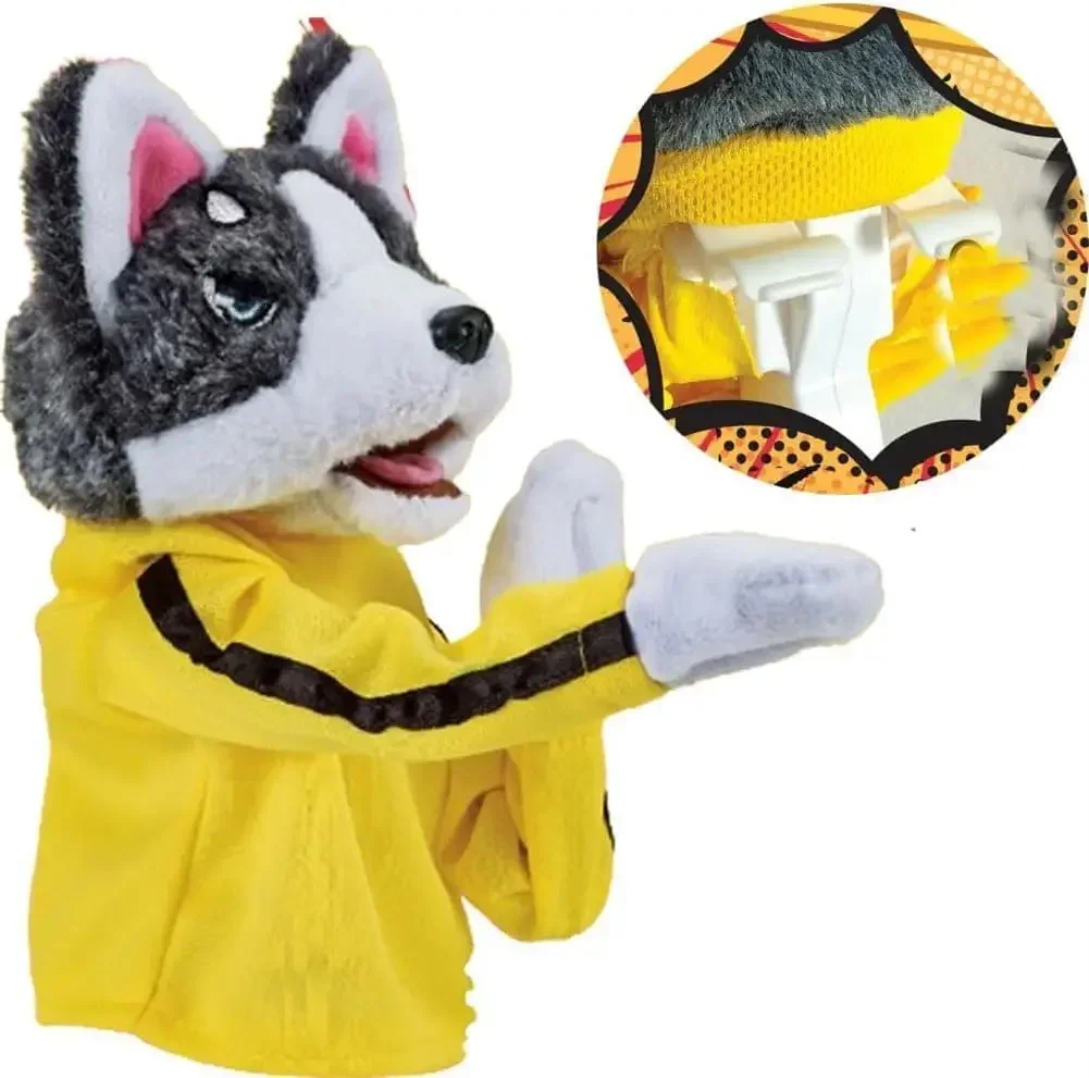 Fantoche de mão interativo, Prank Animal Doll, Fantoche Boxer com Som e Boxe, Cão brincalhão, Ensino de histórias