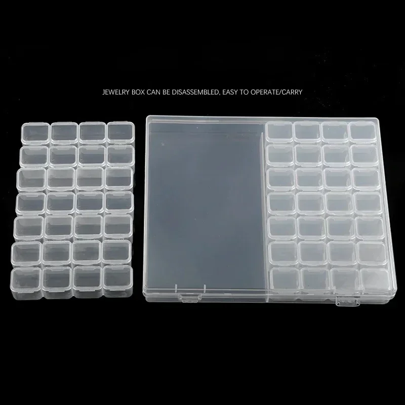 28/56Girds Nail Art Tools Storage Box Compartment Organizers Transparent Plastic Storage Case Beads Diamond Jewelry Container