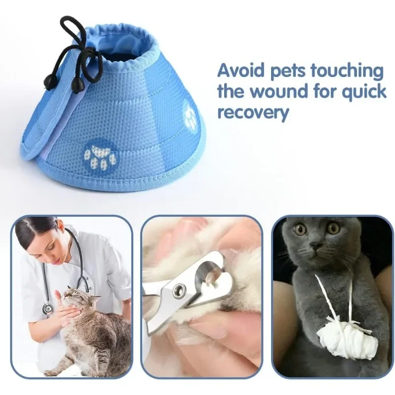 Adjustable Cat Cone Collar Soft Anti-Bite Protective Cat Elizabeth Collar Cat and Dog Surgery Medical Neck Ring Cat Accessory