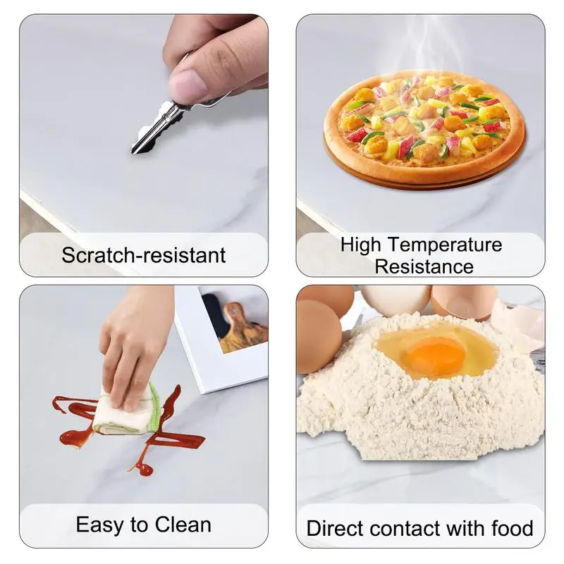 طاولة طعام مستديرة من الفولاذ المقاوم للصدأ مقاس 42 بوصة مع 6 كراسي سوداء فريدة من نوعها وأرجل فضية - سطح حجري متكلس، مثالية للحديث