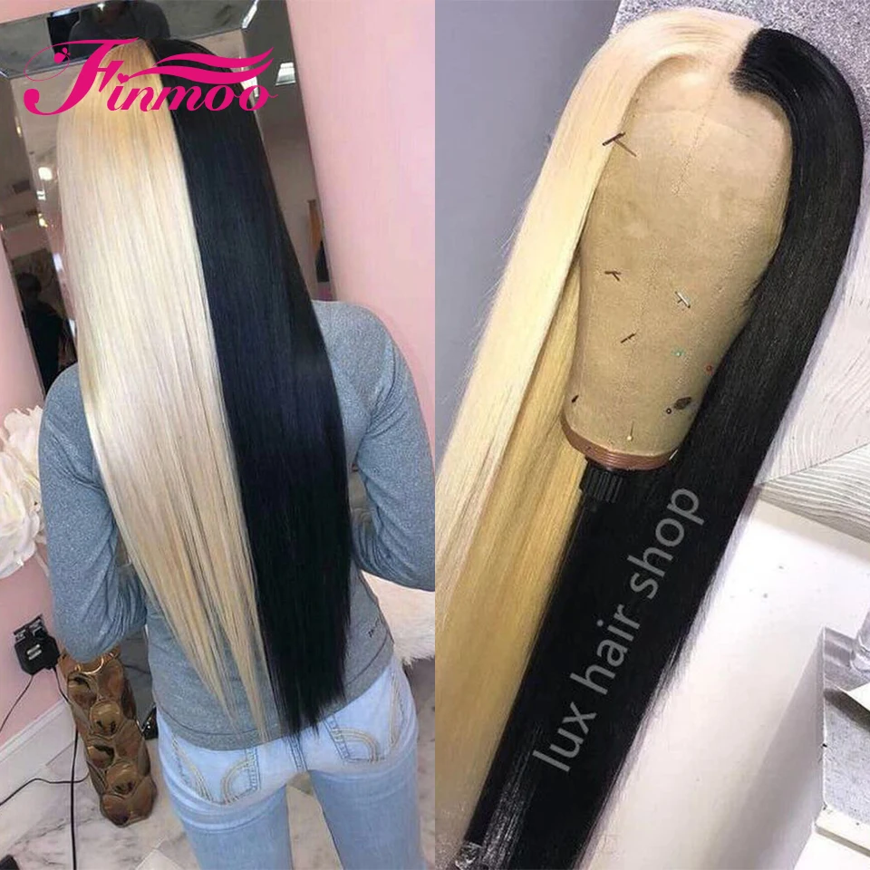 613 Blonde Lace Front Human Hair Wigs Oreo Colored Wig Half Blonde Half Black Braziian Human Hair Pre Plucked Wigs For Woman