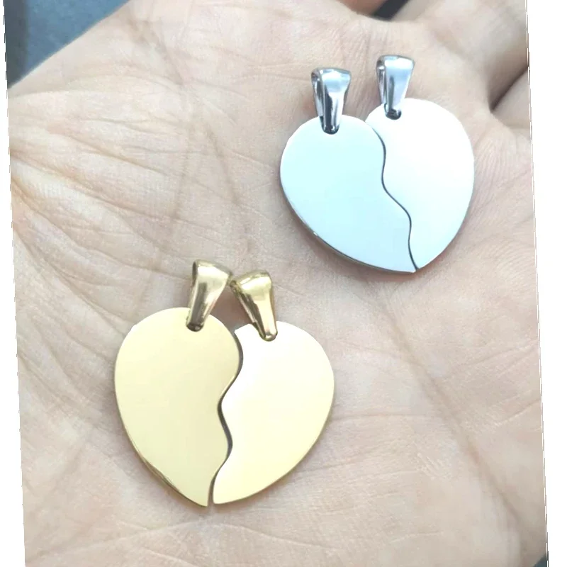20pairs Lot Heart Shape Charms 304 Stainless Steel Mirror Polish Pendant For DIY Necklace Jewelry