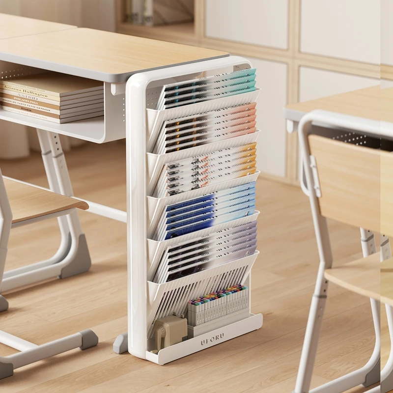UFORU 1Pc Multi Layer File Organizer Rack Narrow Vertical Bookshelf Desktop Floor Storage Holder for Office Student Home Desk