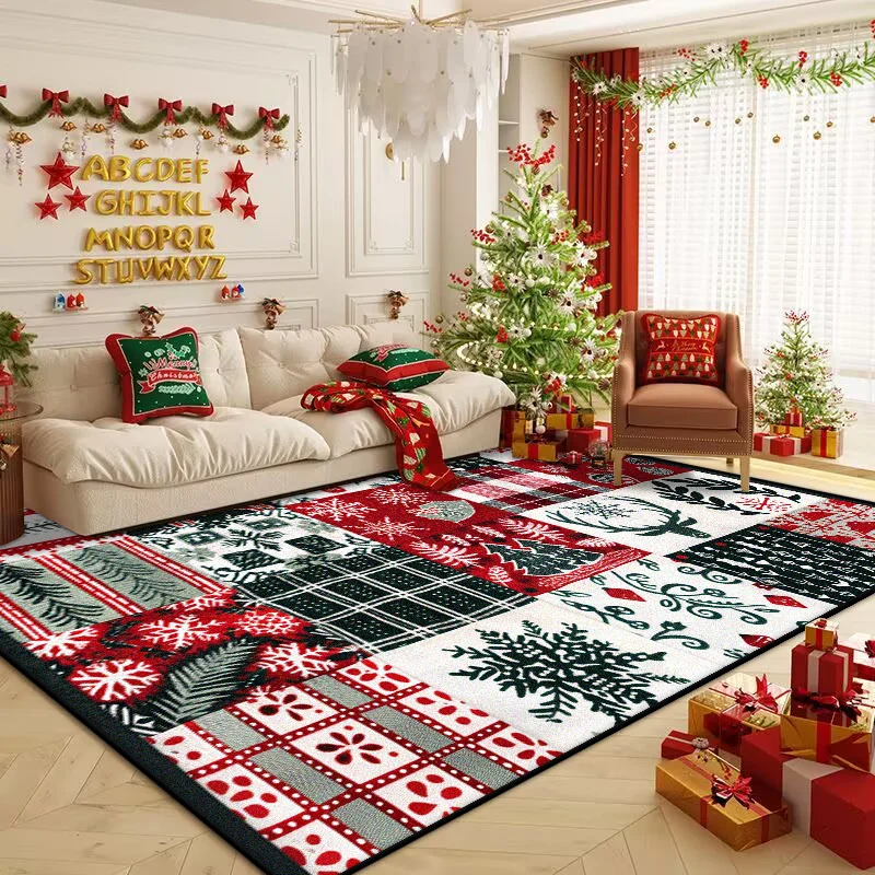 Christmas Carpet Flannel Bedroom Decoration Large Area Rugs Sofa Side Carpets for Living Room Soft Fluffy Lounge Floor Mat