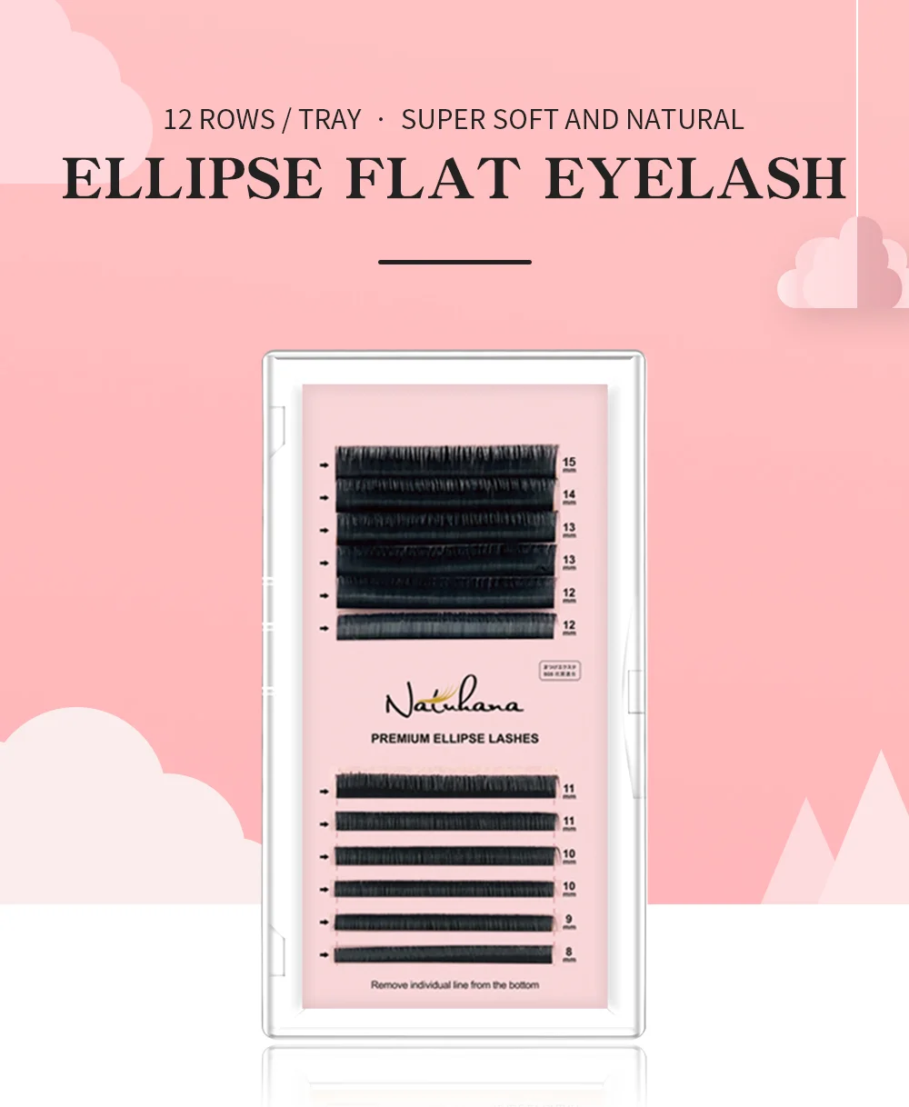 NATUHANA Wimpernverlängerung Premium Ellipse Flat Individuelle Split Tips Natürliche weiche Cilios Matte Nerz Falsche Wimpern Make-up – Detail 5
