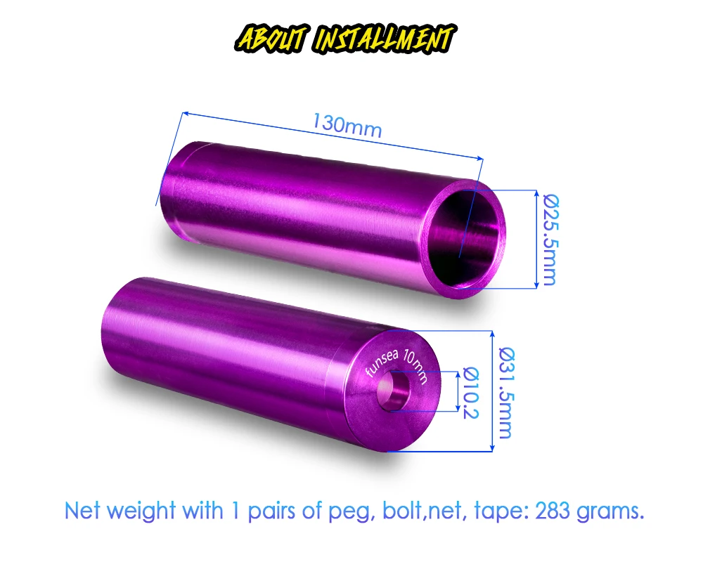 Funsea Doto 130mm Superlange Wheelie-Stunt-Fahrradstange 7075 Legierung 10mm Gewindelose Fahrradstange Eloxiert Glänzend Lila Schwarz – Detail 2