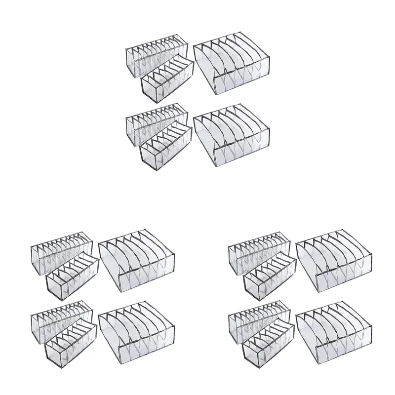 

ABWR-18Pcs Underwear Drawer Organizer Foldable Closet Clothes Dividers Dresser Compartments Storage Box Fit For Bras Socks