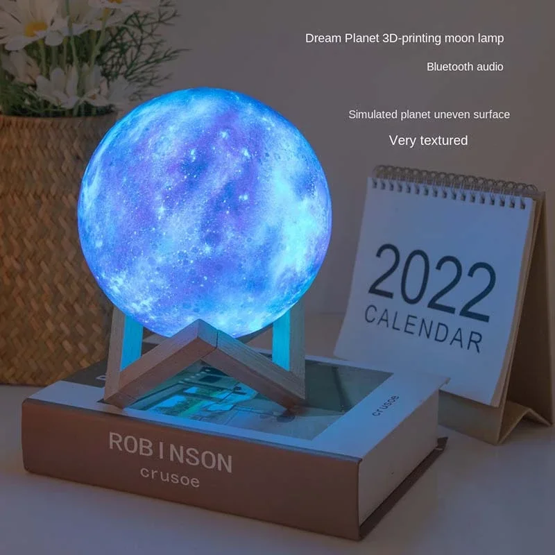 Starry Moon Light Bluetooth Speaker Box Wireless Column Touch Color LED Atmosphere Lamp Portable Music MP3 Sound Subwoofer USB