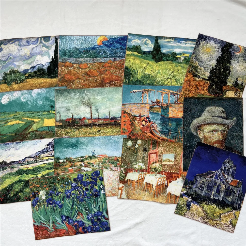 1pcs20x25cm World famous oil painting wheat field Patchwork Cotton Canvas Fabrics DIY Sewing Material Hand Craft Embroidery