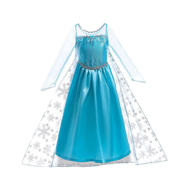 Elsa Dress for Girls Elsa Costume Snow Queen Anna Dress Cosplay Birthday Party Children Kids 2024 Halloween Girl Frozen Costume