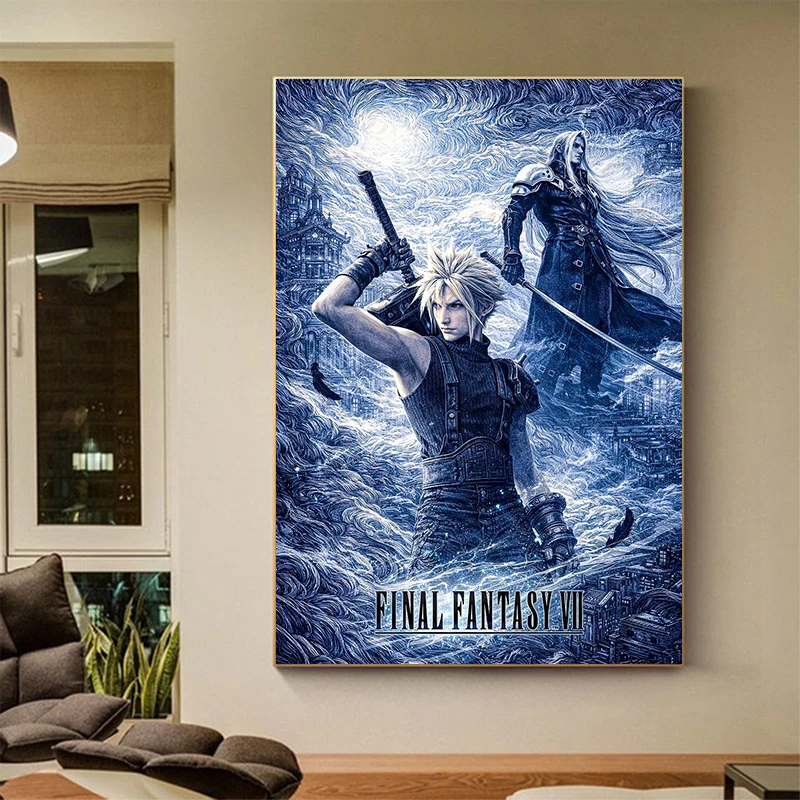 Game Final Fantasy VII Poster Cloud Tifa Aerith Prints Canvas Painting Final Fantasy VII Wall Art Pictures Home Room Decoration