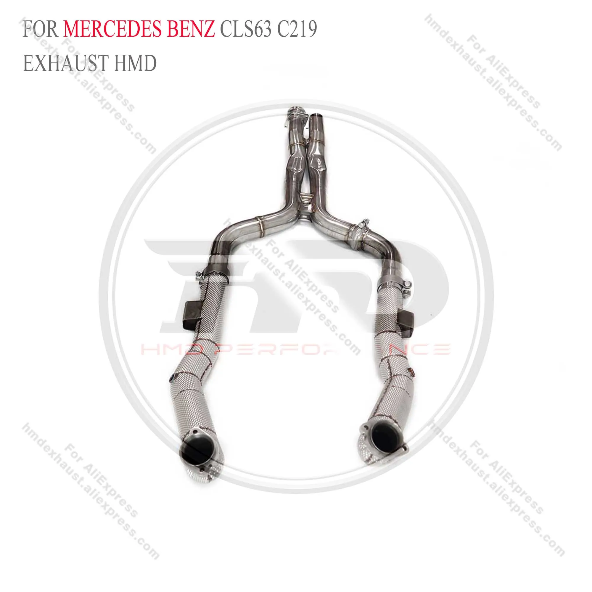 

HMD Car Accessories Exhaust System Downpipe for Mercedes benz CLS63 AMG C219 Exhaust-pipe with Heat Shield SS304 Catted/Catless