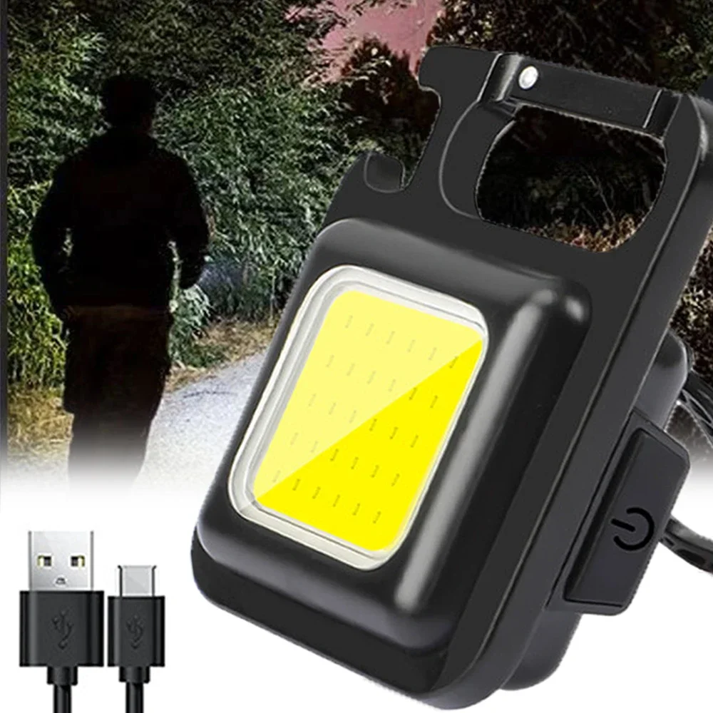 Mini Flashlight Keychain Portable LED Rechargeable FlashLight Pocket Clip Multifunction Powerful COB Outdoor Camping Small Light