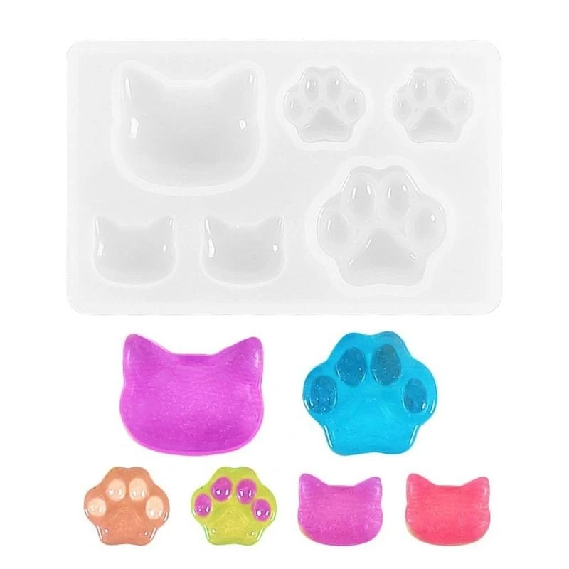 3XUA Paw Shaped Silicone Molds for Resin Casting Moon Star Epoxy Mold Handmade Keychain Pendant DIY Tool for Jewelry