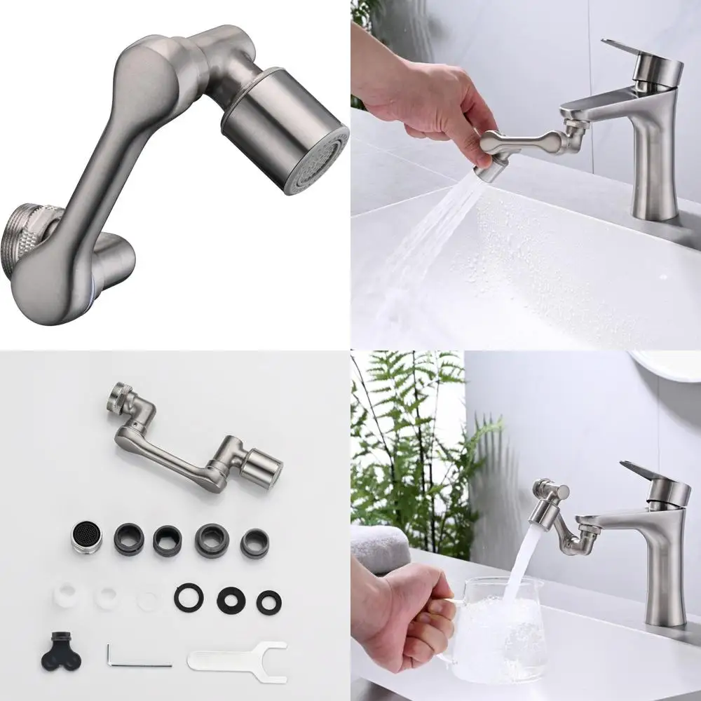 

360° Rotating Bathroom Faucet Extender with Dual Modes, Aerator Attachment for Kitchen Sink, Brushed Nickel Finish