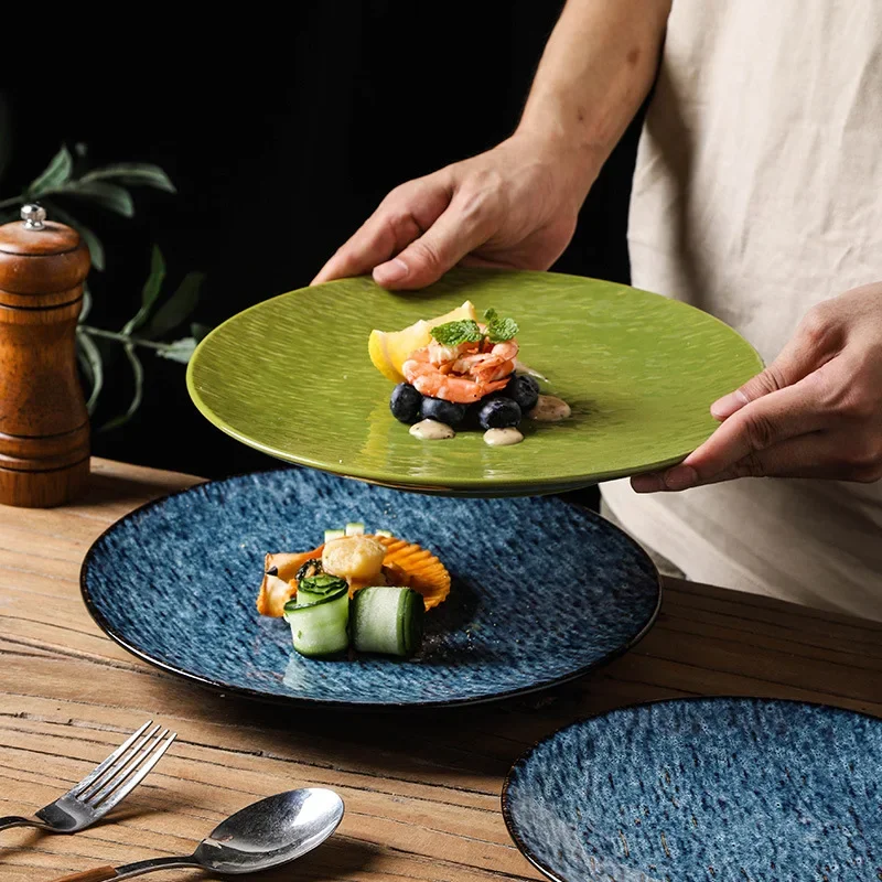Japanese vintage Steak platter Restaurant Hotel Ceramic platter Dessert pastry setting tableware