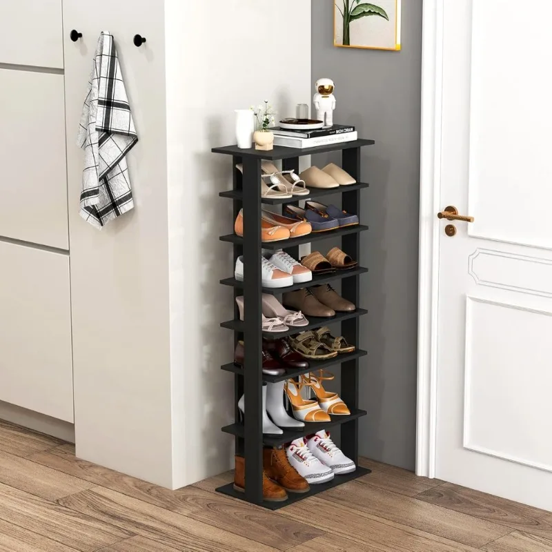 

8 Tier Vertical Shoe Rack Space Saving Corner Shoe Organizer Storage for 14 Pairs Narrow Shoe Shelf for Entryway Front Door